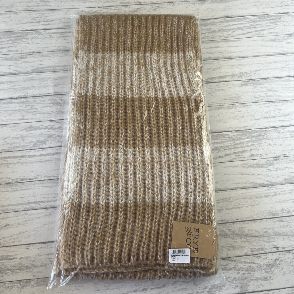 Frye and Co Womens Scarves Garter Fringe Ivory Sparkle Mouline Striped Lot Of 2‎ - Picture 7 of 13